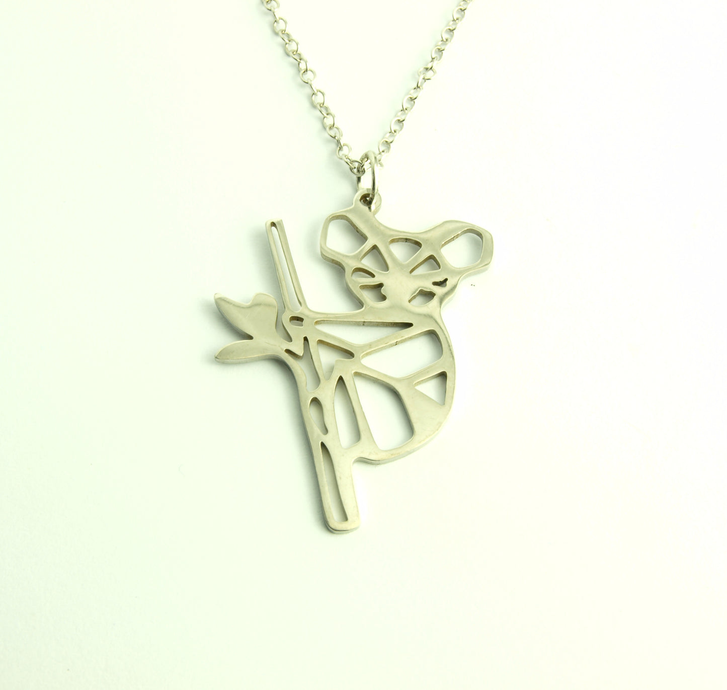 Kette Koalabär mit Zweig Anhänger silbern Edelstahl