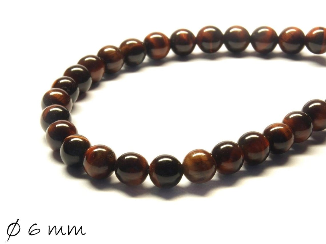 10 Stück Edelstein Perlen, roter Tigerauge Ø 6 mm