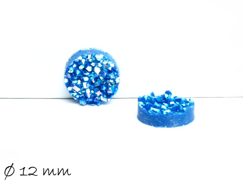8 Stück Stück runde Resin Cabochons Druzy-Imitat 12 mm, blau