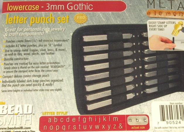 1 Set Buchstaben Stempel Punze 3 mm Gothic Lowercase Kleinbuchstaben