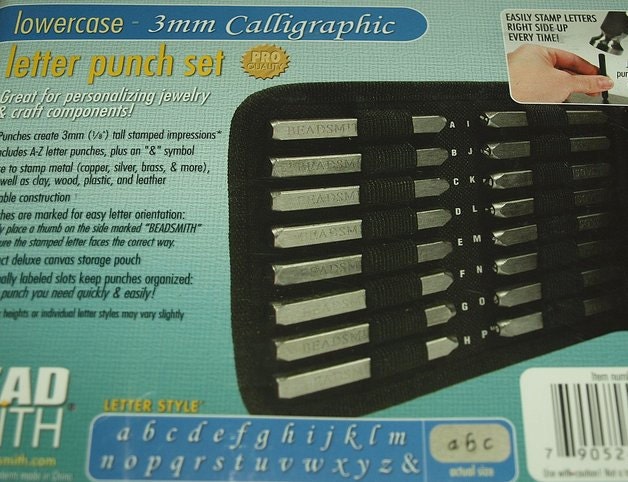 1 Set Buchstaben Stempel Punze 3 mm Calligraphic Lowercase Kleinbuchstaben