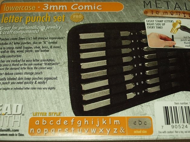 1 Set Buchstaben Stempel Punze 3 mm Comic Lowercase Kleinbuchstaben