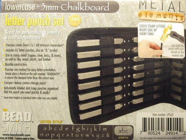 1 Set Buchstaben Stempel Punze 3 mm Chalkboard Lowercase Kleinbuchstaben