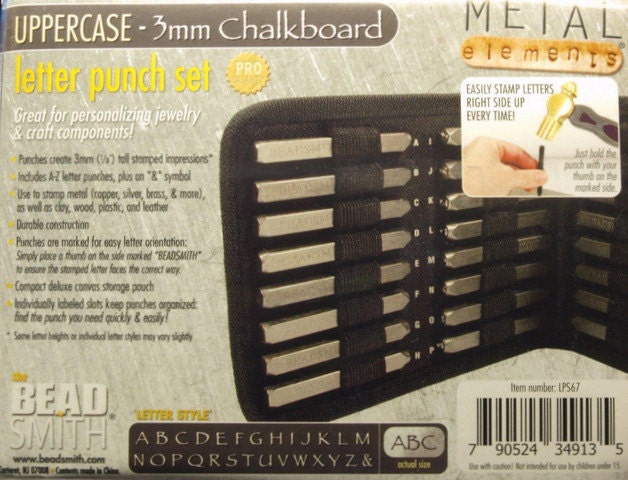 1 Set Buchstaben Stempel Punze 3 mm Chalkboard Uppercase Großbuchstaben