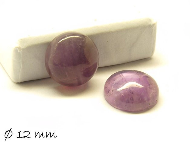 2 Stück Edelstein Cabochons, Amethyst, 12 mm