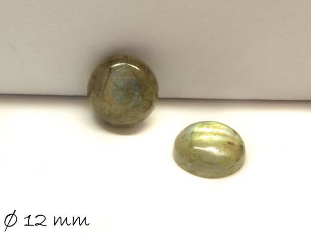 2 Stück Edelstein Cabochons, Labradorit, Ø 12 mm