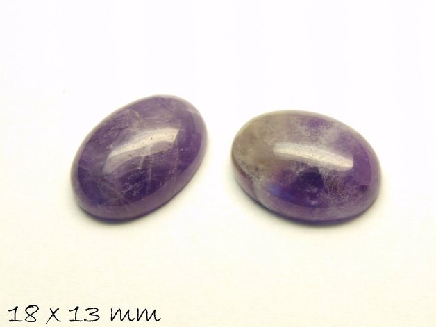 2 Stück Edelstein Cabochons Amethyst, 18 x 13 mm