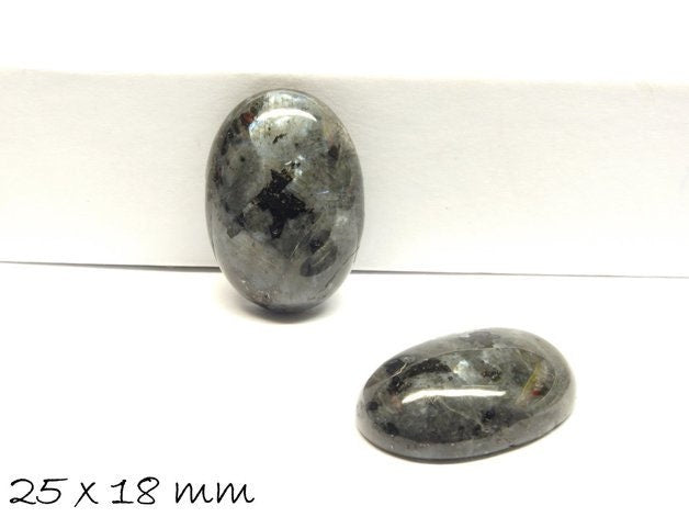 1 Stück ovaler Edelstein-Cabochon, Larvikit, 25 x 18 mm
