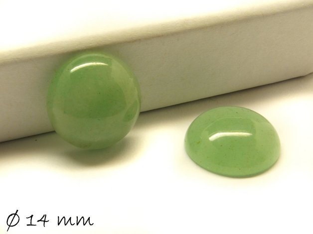 2 Stück Edelstein Cabochons, grüner Aventurin, 14 mm