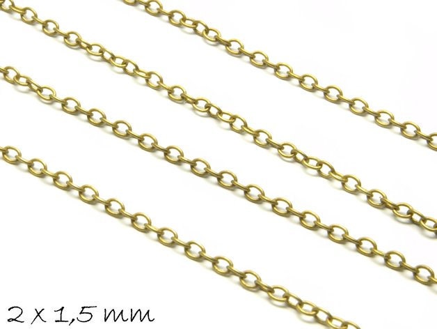 0,86EUR/m - 5 m Gliederkette, bronze, fein, 2 x 1,5 mm