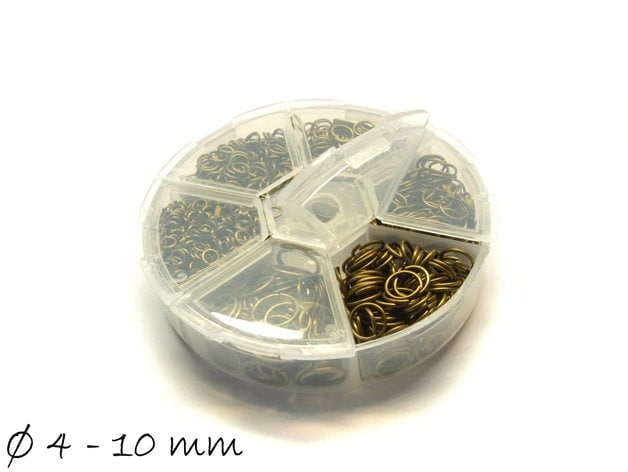 1 Box Biegeringe (Spaltringe) Bronze, Ø 4 - 10 mm