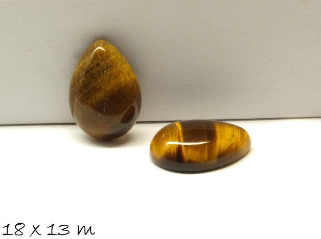 2 Stück Edelstein Cabochons Tigerauge, Tropfen 18 x 13 mm