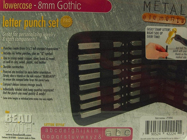 1 Set Buchstaben Stempel Punze 8 mm Gothic Lowercase Kleinbuchstaben