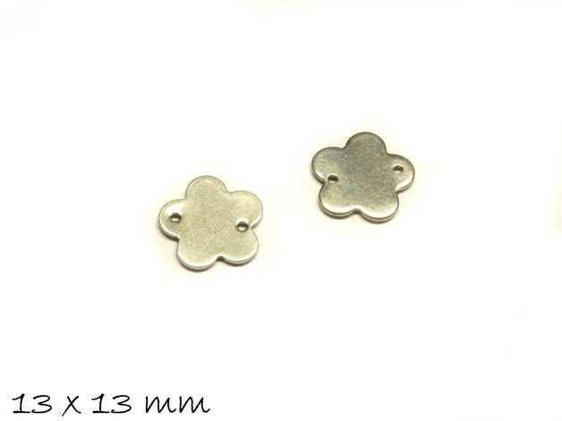 6 Stück Verbinder Blume Edelstahl Stempel Plättchen
