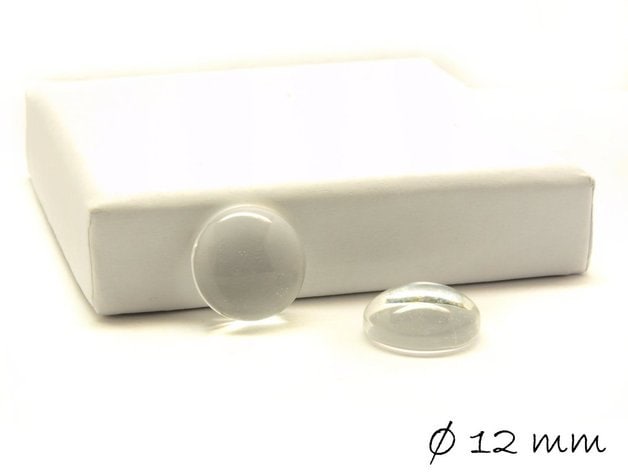 10 Stück Glas Cabochons, rund, klar, Ø 12 mm