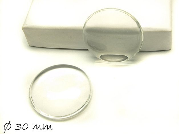 B-WARE - 4 Stück Runde klare 30 mm Glas Cabochons