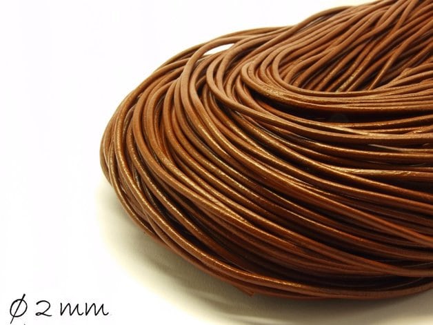0,70EUR/m - 5 m Lederband, braun, Ø 2 mm