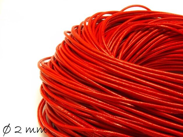 0,70EUR/m - 5 m Lederband, rot, Ø 2 mm