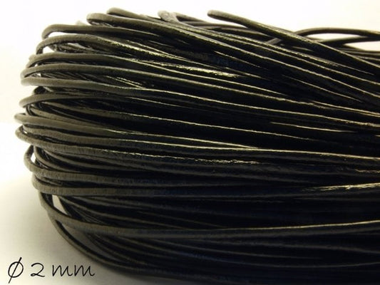 0,70EUR/m - 5 m Lederband, schwarz, Ø 2 mm