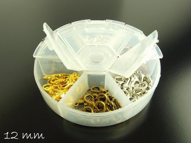 1 Box Karabiner Verschlüsse, Farbmix, 12 mm