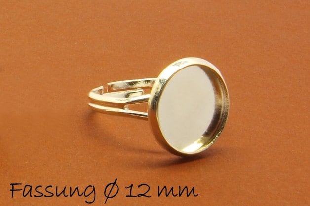 2 Stück Ringrohlinge 17 mm silber mit 12mm Cabochonfassung
