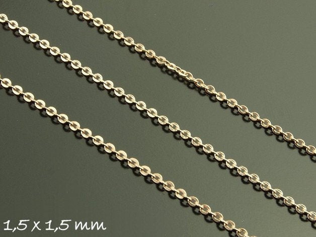 0,86EUR/m - 5 m Gliederkette, rosegold, fein, 1,5 x 1,5 mm