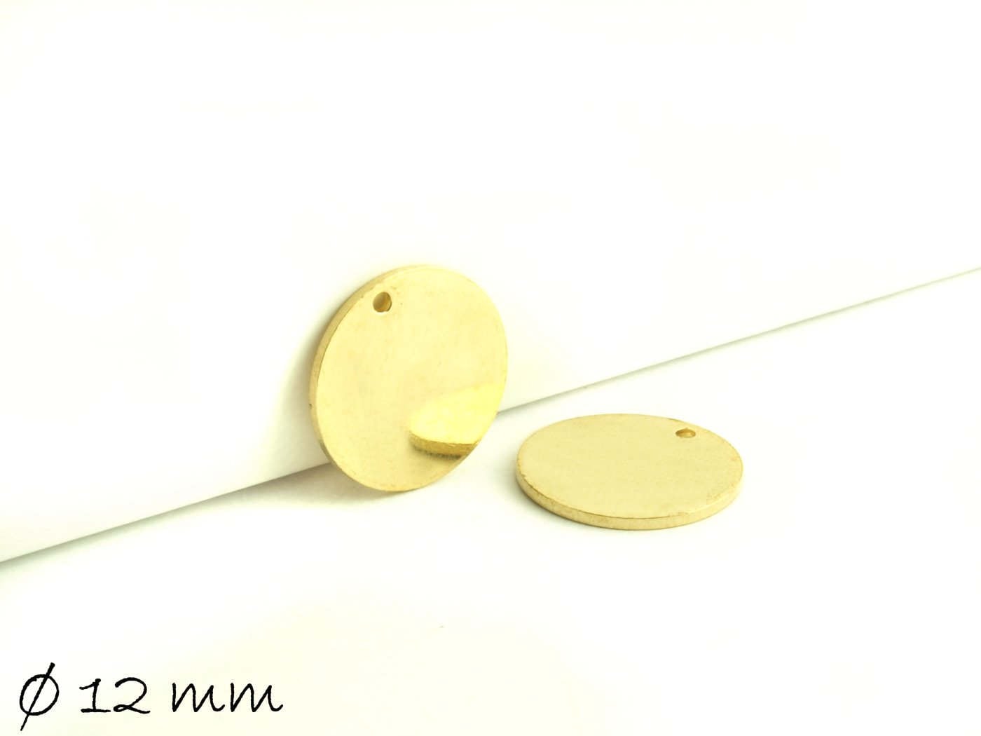 10 Stück Anhänger Edelstahl Stempel Plättchen Ø 12 mm gold