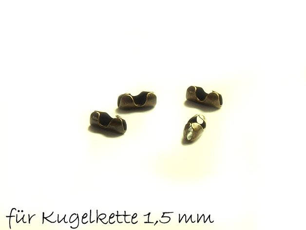 50 Stück Verschlüsse für 1,5mm Kugelkette bronze