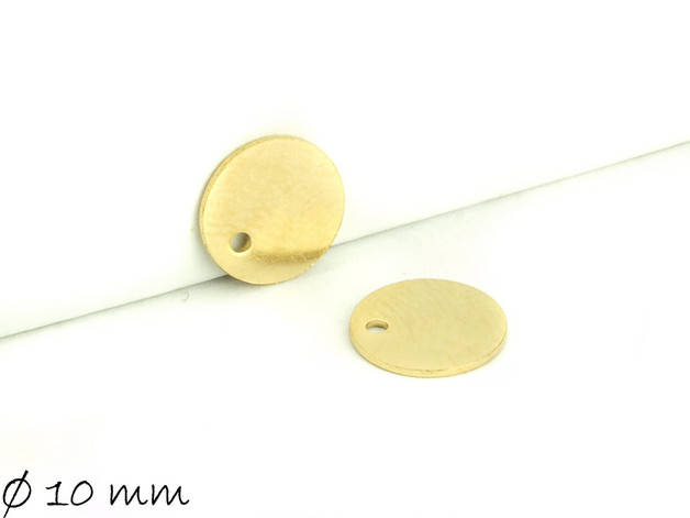 10 Stück Anhänger Edelstahl Stempel Plättchen Ø10 mm gold
