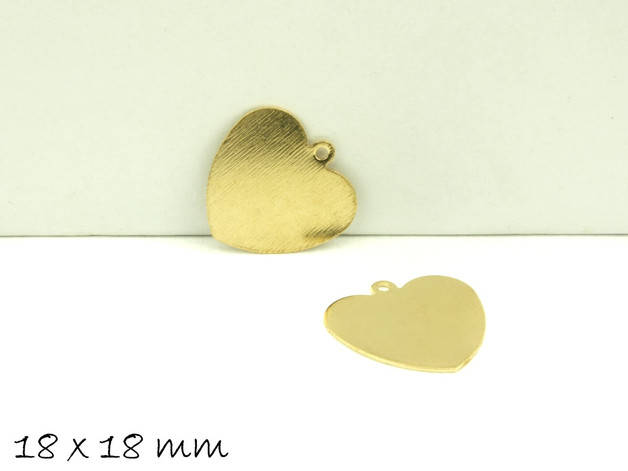 6 Stück Messing Anhänger Stempel Herz gold 18 x 18 mm