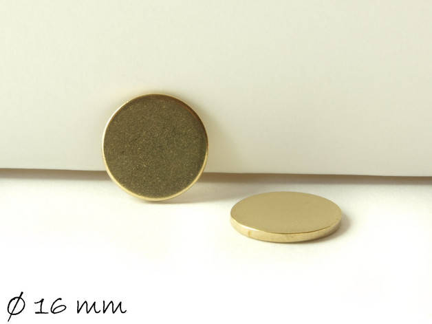 6 Stück runde Messing Stempel Plättchen golden Ø 16 mm ohne Loch