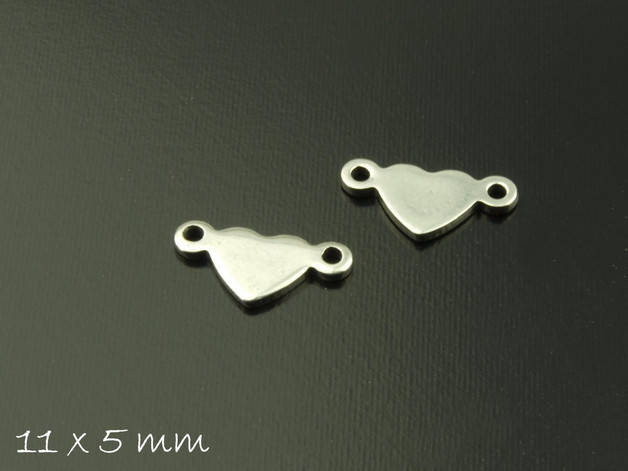 10 Stück Verbinder Stempel Plättchen Herz Edelstahl