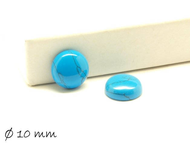 2 Stück Cabochons, himmelblauer synthetischer Türkis, 10 mm