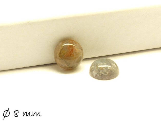 2 Stück Edelstein Cabochons, grauer Achat, 8 mm