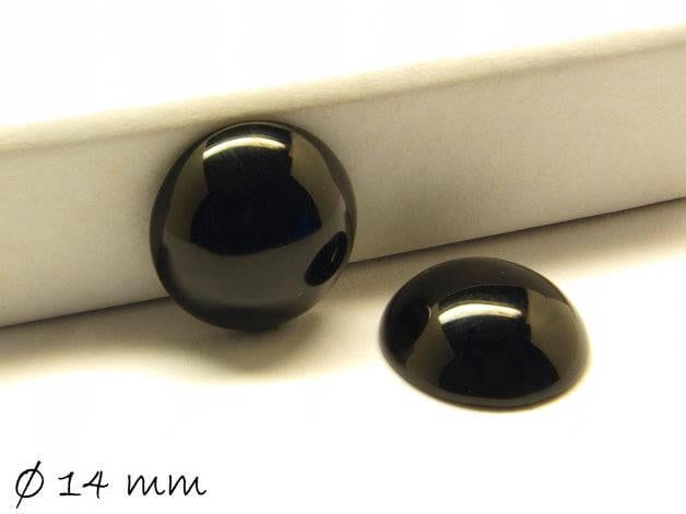 2 Stück Edelsten Cabochons, schwarzer Achat, 14 mm