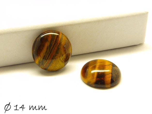 2 Stück Edelstein Cabochons, Tigerauge, 14 mm