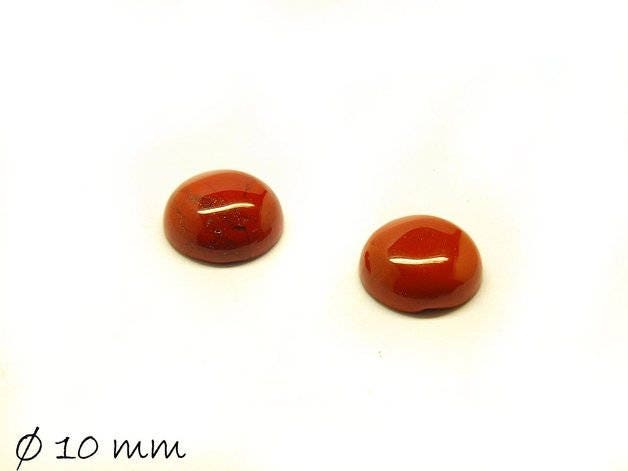 2 Stück Edelstein Cabochons, roter Jasper, 10 mm