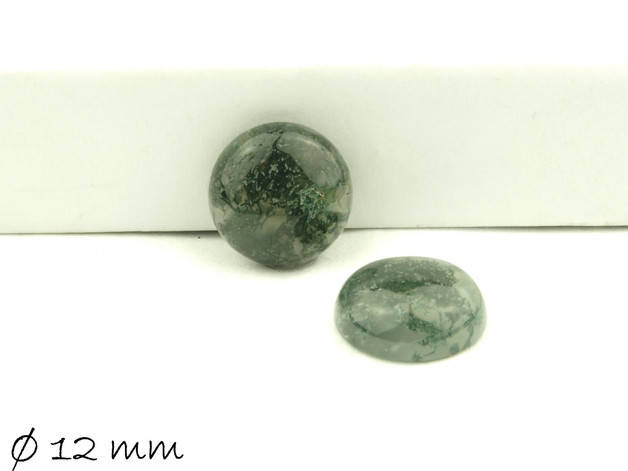 2 Stück Cabochons, Moosachat, 12 mm