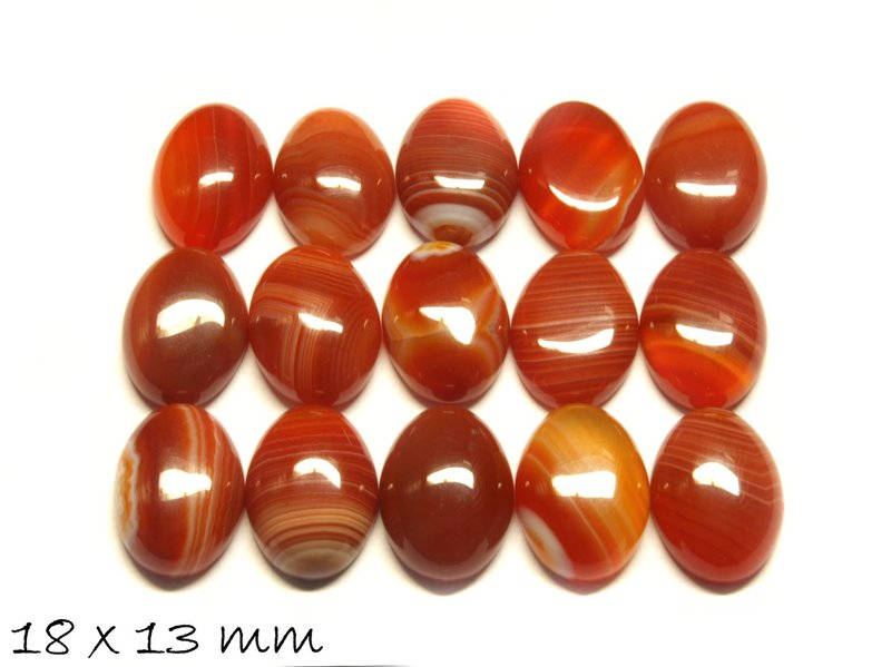 2 Stück Edelstein Cabochons, oval, roter Achat, 18 x 13 mm, oval