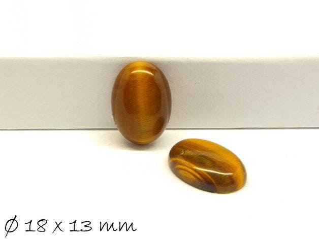 2 Stück Edelstein Cabochons, Tigerauge, 18 x 13 mm, oval