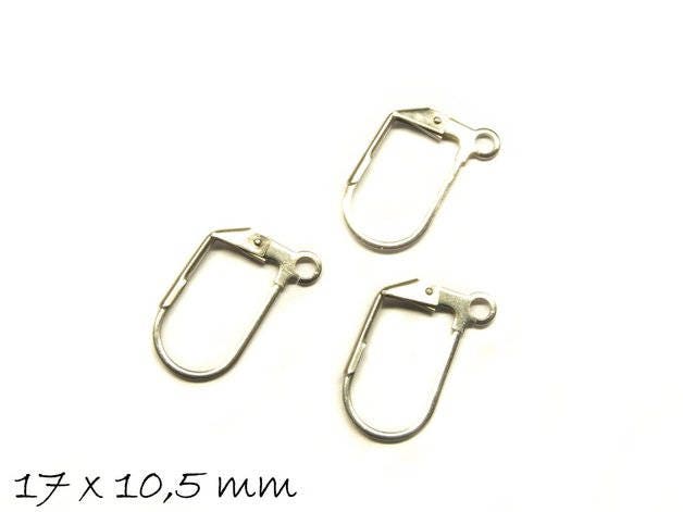 10 Stück Klappbrisuren Edelstahl 17 x 10,5 mm Ohrhaken Ohrringe silbern