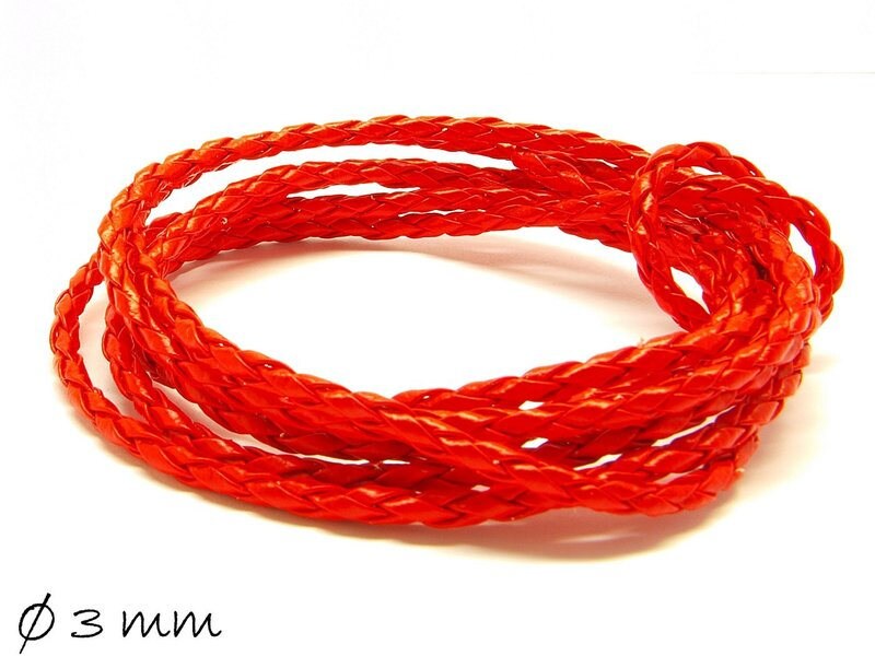 1,50EUR/m - 5 m Kunstlederband geflochten rot, 3 mm