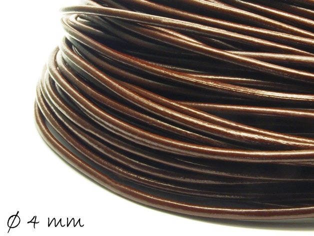 1,90EUR/m - 2 m Lederband braun, Ø 4 mm