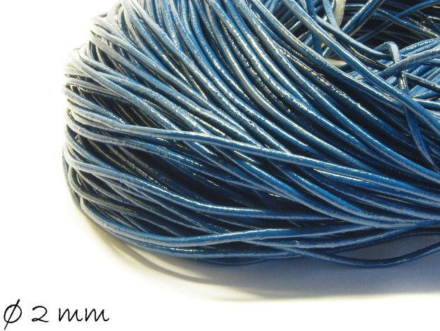 0,70EUR/m - 5 m Lederband, dunkelblau, Ø 2 mm