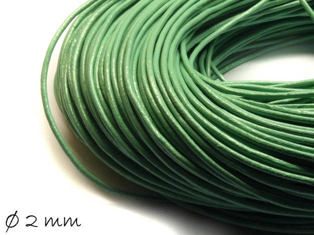0,70EUR/m - 5 m Lederband, türkis, Ø 2 mm