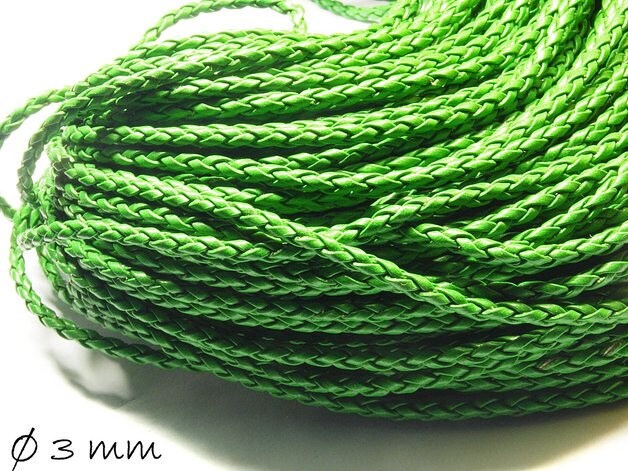 1,50EUR/m - 5 m Kunstlederband geflochten grün, 3 mm