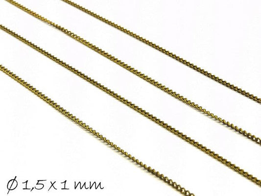 0,90EUR/m - 5 m Gliederkette (Twistkette), bronze, fein, 1,5 x 1 mm
