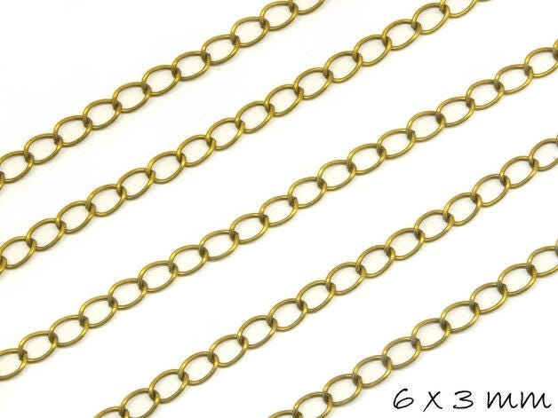 1,00EUR/m - 2 m Gliederkette bronze, groß, 6 x 3 mm