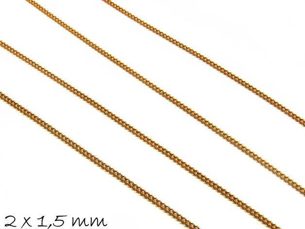 0,90EUR/m - 5 m Gliederkette kupfer, fein, 2 x 1 mm