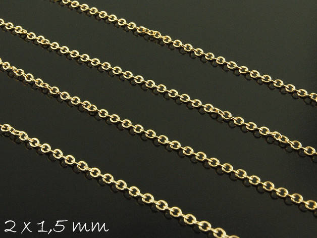 0,86EUR/m - 5 m Gliederkette, rose gold, fein, 2 x 1,5 mm